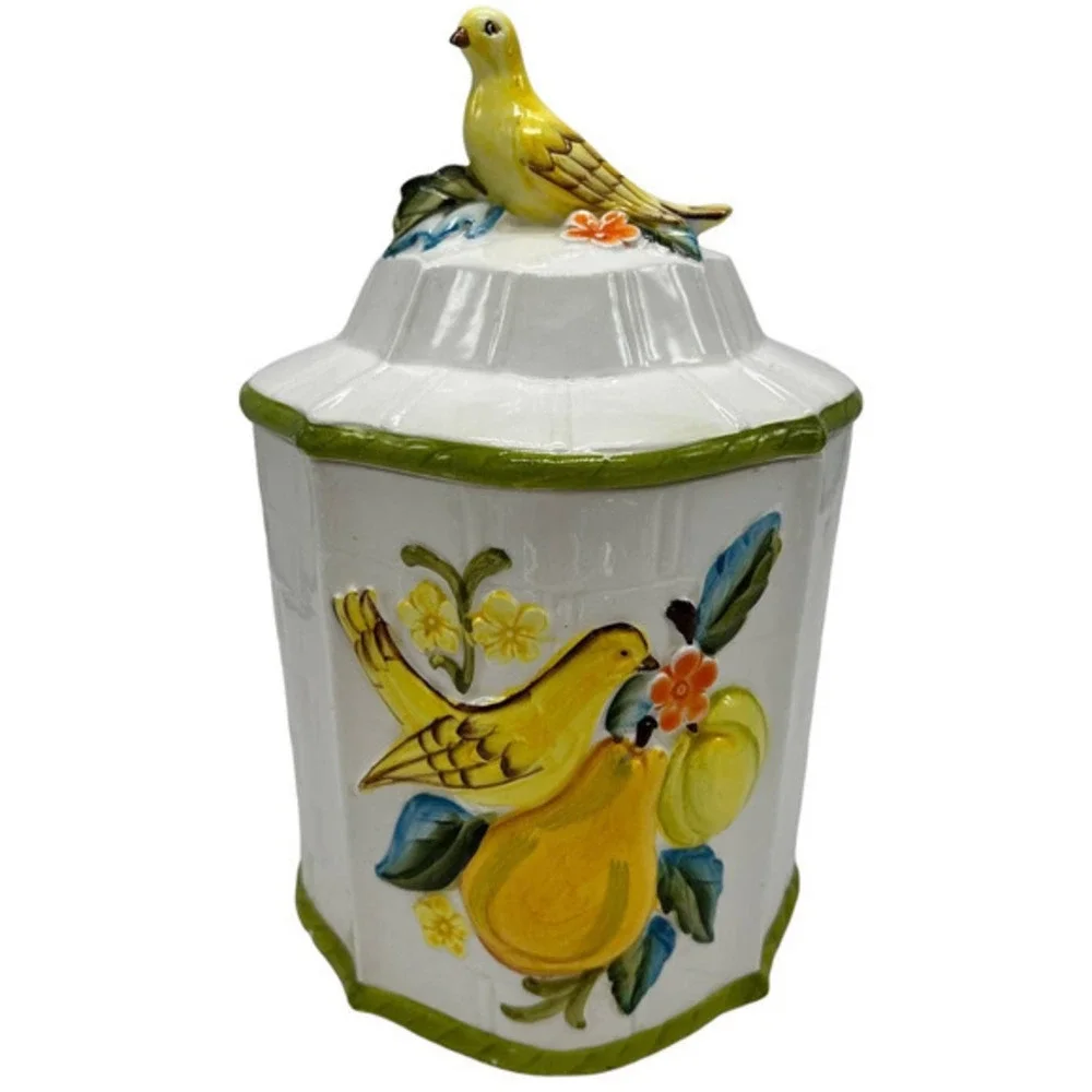 Lefton Bird Pear Jar Canister Vintage Hand‎ Painted Japan 8”
